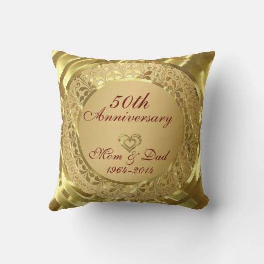 Coussin Anniversaire du 50e Mariage de l'or mousseux (Verso)