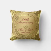 Coussin Anniversaire du 50e Mariage de l'or mousseux (Recto)