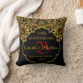 Coussin Anniversaire du Mariage de luxe en or rouge noir (Couverture)