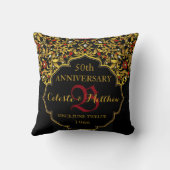 Coussin Anniversaire du Mariage de luxe en or rouge noir (Verso)
