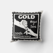 Coussin Anniversaire du mariage d'or tenant la main 50e (Verso)