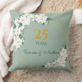 Coussin Anniversaire du Mariage du cadre d'or vert blanc (Couverture)
