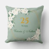 Coussin Anniversaire du Mariage du cadre d'or vert blanc (Recto)