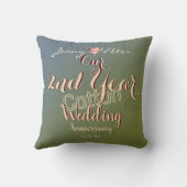 Coussin Anniversaire du Mariage du coton de 2 ans (Verso)