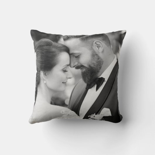 Coussin Anniversaire du Mariage photo moderne noir et blan (Verso)