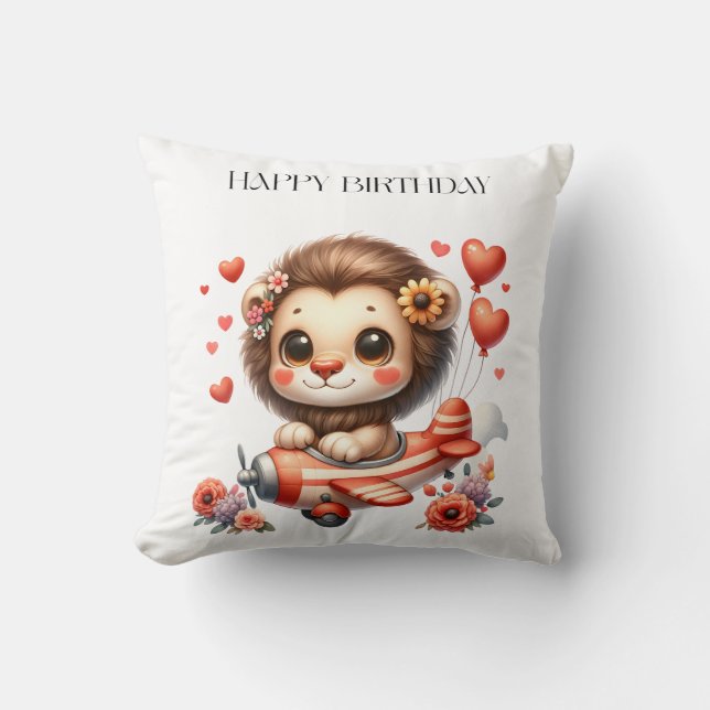 Coussin Anniversaire Lion Pilote (Recto)
