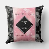 Coussin Anniversaire Mariage élégant du 2e Rose Quartz (Verso)