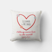 Coussin Anniversaire Mariage mignon et noms Amour Coeur (Recto)