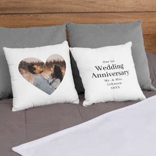 Coussin Anniversaire Mariage moderne Photo de coeur M. Mme