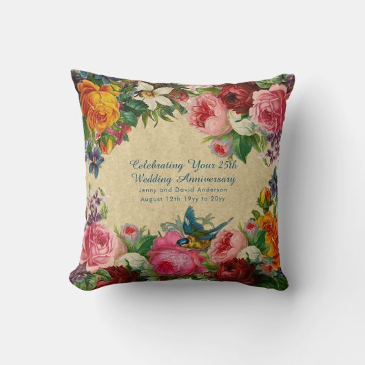 Coussin Anniversaire mariage N'IMPORTE QUEL - Vintage Pers (Recto)