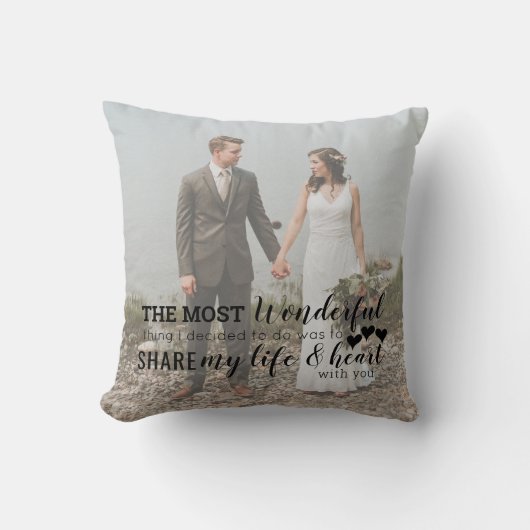 Coussin Anniversaire Mariage Photo Partager Mon coeur de v (Recto)