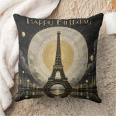 Coussin Anniversaire Paris Tour Eiffel Déco Or (Couverture)