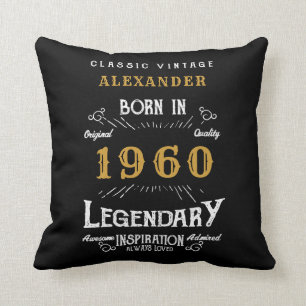 Coussin Anniversaire personnalisé 1960 Ajouter votre nom L