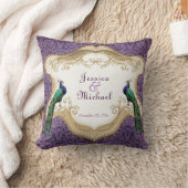 Coussin Anniversaire personnalisé (pourpre) royal de paon (Couverture)