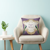 Coussin Anniversaire personnalisé (pourpre) royal de paon (Chaise)