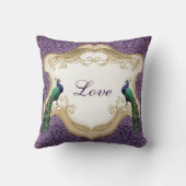 Coussin Anniversaire personnalisé (pourpre) royal de paon (Verso)