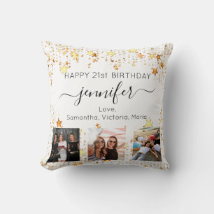 Coussin Anniversaire photo personnalisée meilleur ami blan