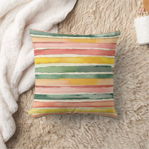 Coussin Anniversaire Rayures Fruités Rose Orange Vert Baie