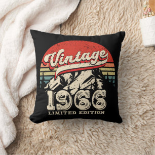 Coussin Anniversaire Rétro 1966 Vintage Extérieur 60e Anni