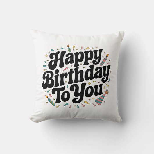 Coussin Anniversaire Rétro Confettis (Recto)