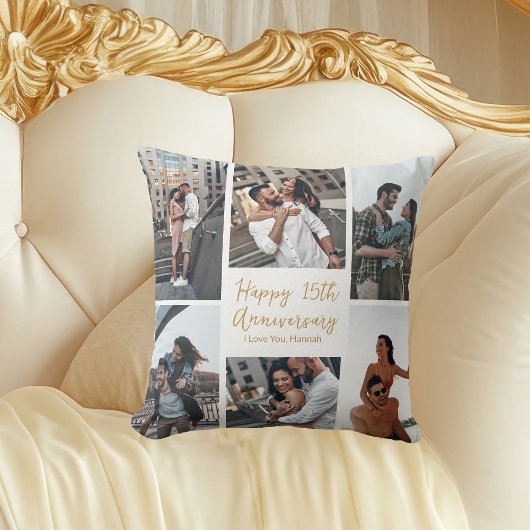 Coussin Anniversaire romantique personnalisé Photo Collage