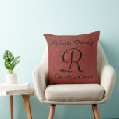 Coussin Anniversaire rouge de monogramme de cuir de Faux (Chaise)