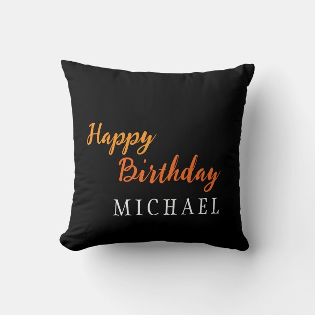 Coussin Anniversaire Votre Nom Minimaliste Moderne (Recto)