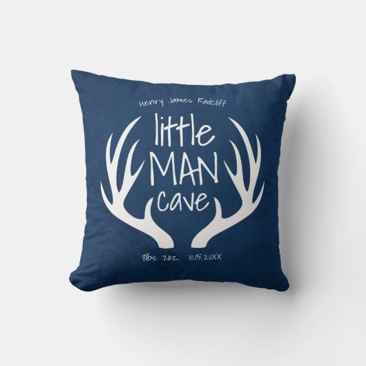 Coussin Annonce de la grotte de bébé garçon bleu mignon (Recto)