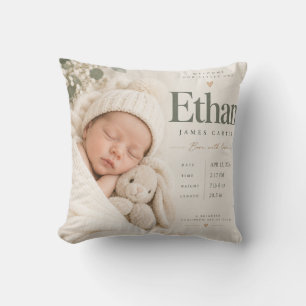 Coussin Annonce de naissance de bébé personnalisée Ethan J