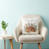 Coussin Annonce de naissance renard vintage bois (Chaise)