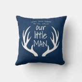 Coussin Annonce de notre petit garçon bébé bleu mignon (Verso)