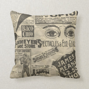 Coussin Annonces de journaux anciens