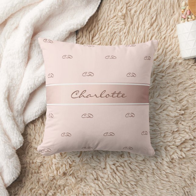 Coussin Antécédents du nom du monogramme or rose (Couverture)