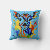 Coussin Antélope colorée à l'aquarelle amusante (Verso)