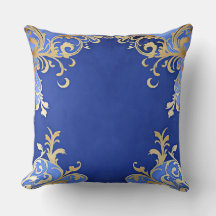 Antique Champagne Or Filigrane Bleu Royal