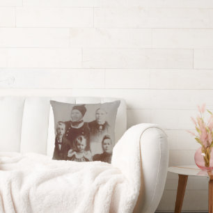 Coussin Antique Famille Collage Photo B&W Image