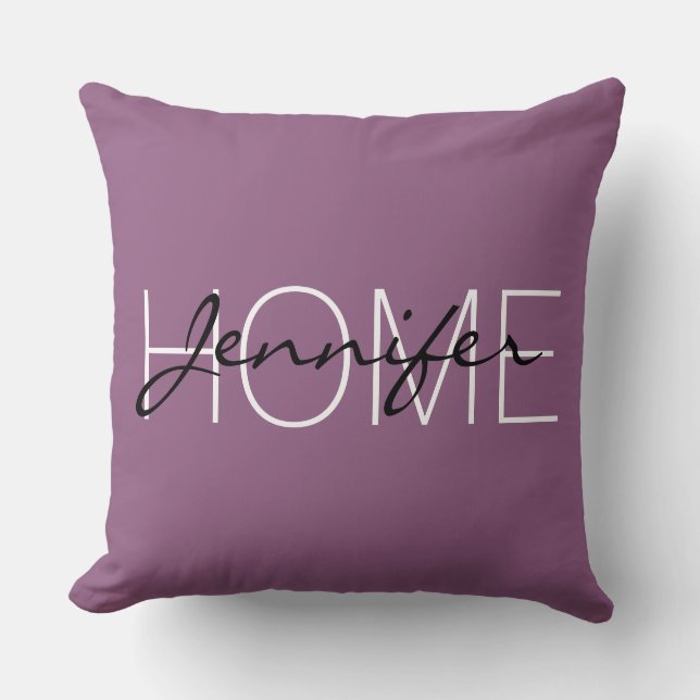Coussin Antique fuchsia couleur maison monogramme (Recto)