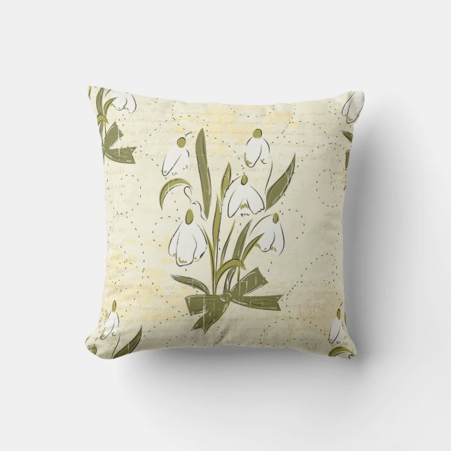 Coussin Antique Lys jaune et blanc de la Vallée (Recto)