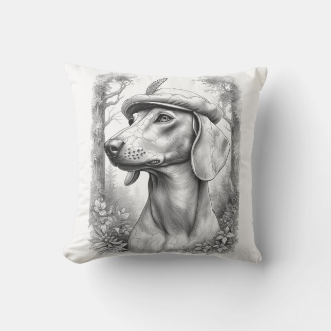 Coussin Antique Marble Dachshund Statue Decor Pillow (Recto)