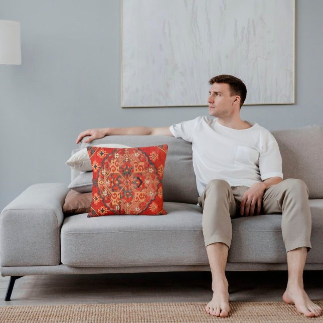 Coussin Antique Rousty Rouge Oriental Turc Kilim Rug (Créateur téléchargé)