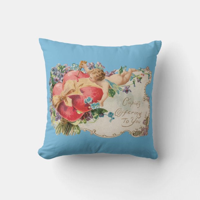 Coussin Antique Saint Valentin Coeur Cupidé (Recto)