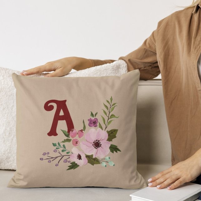 Coussin Antique Thanksgiving Floral Personnalisé Monogramm (Créateur téléchargé)