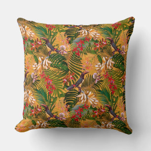 Coussin Antique Toucan Jungle Oiseau jaune Motif