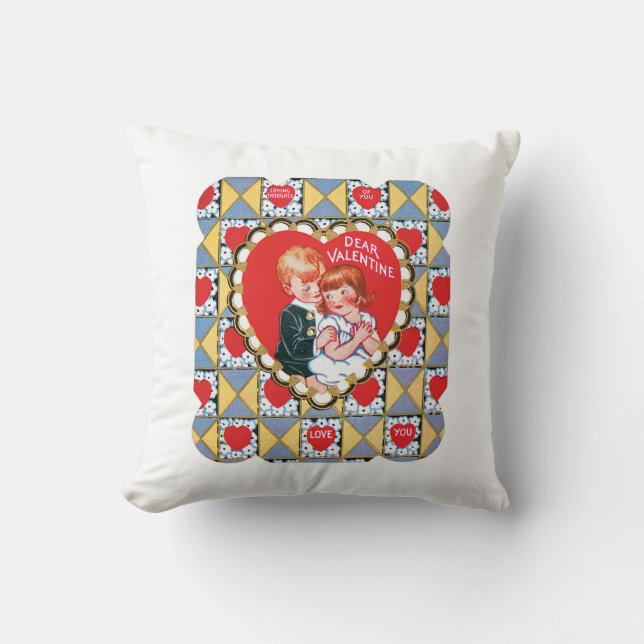 Coussin Antique Valentine Couple Heart (Recto)