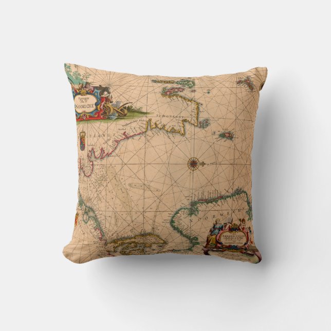 Coussin Antique vieille carte inspirée (1) (Recto)