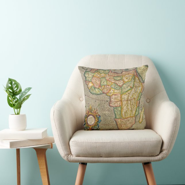 Coussin Antique Vieux Monde Gerardus Mercator Carte de l'A (Chaise)