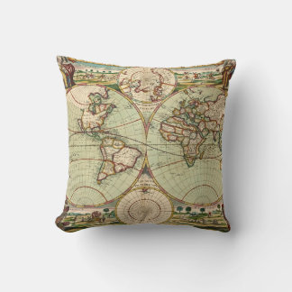 Coussin Antique Vintage carte du monde