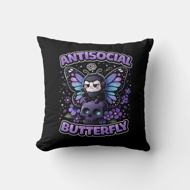 Coussin Antisocial Butterfly (Recto)