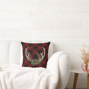 Coussin Antlers Russes Boho Deer   Floral de Noël