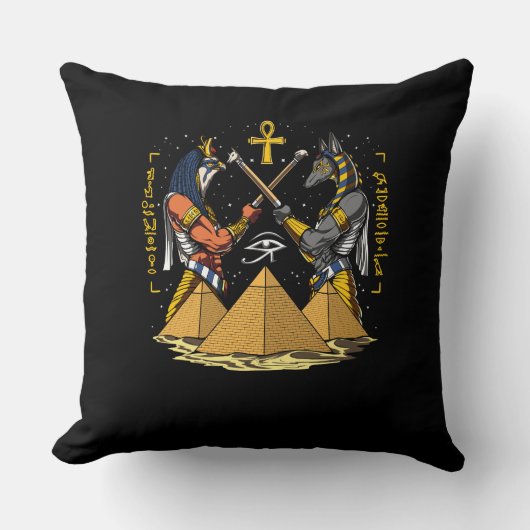 Coussin Anubis Égyptien Dieu Ra Ankh OEil De Horus Pyramid (Recto)